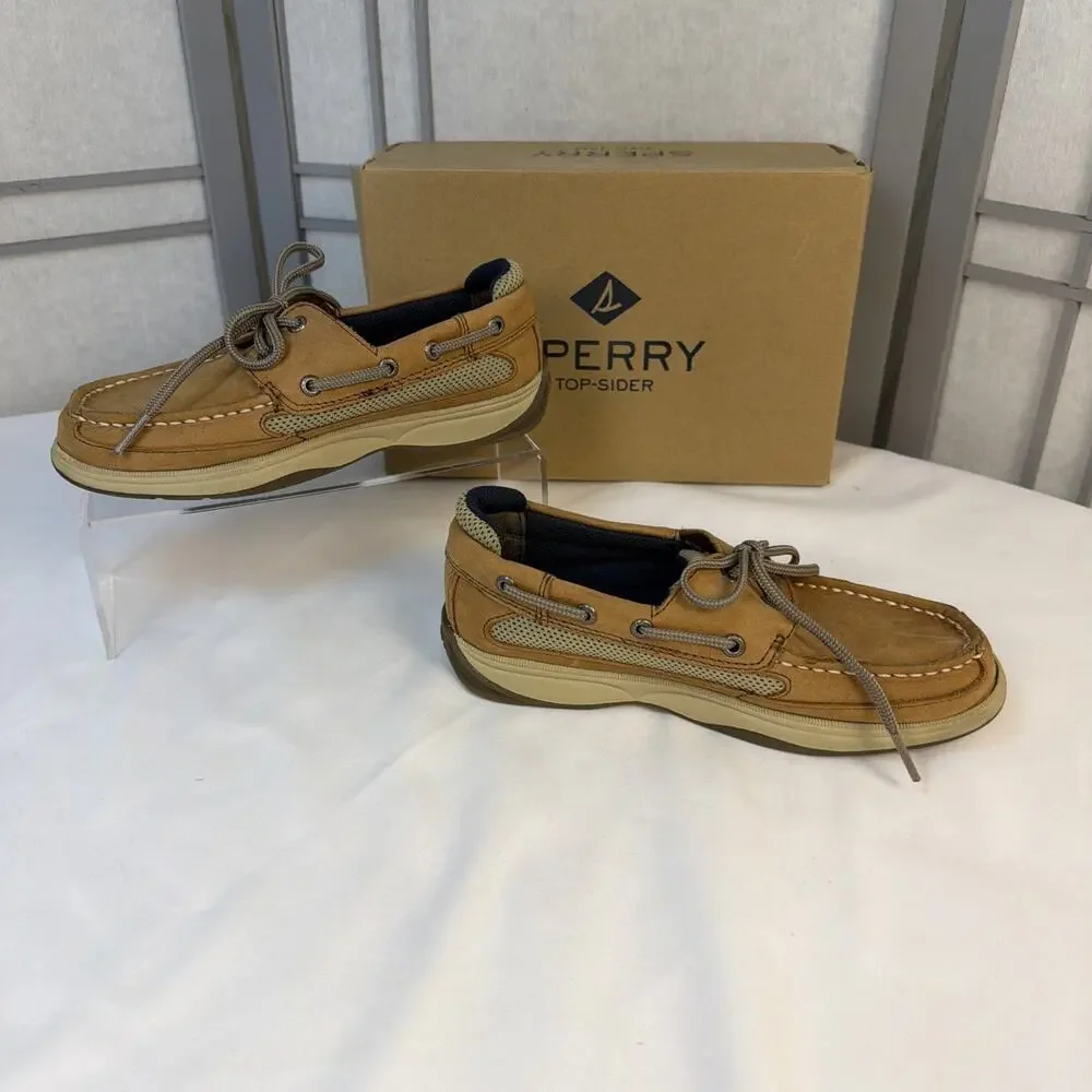 Preppy Sperry Top-Sider Lanyard Boys Leather Boat Shoes Size 2M - With Box
